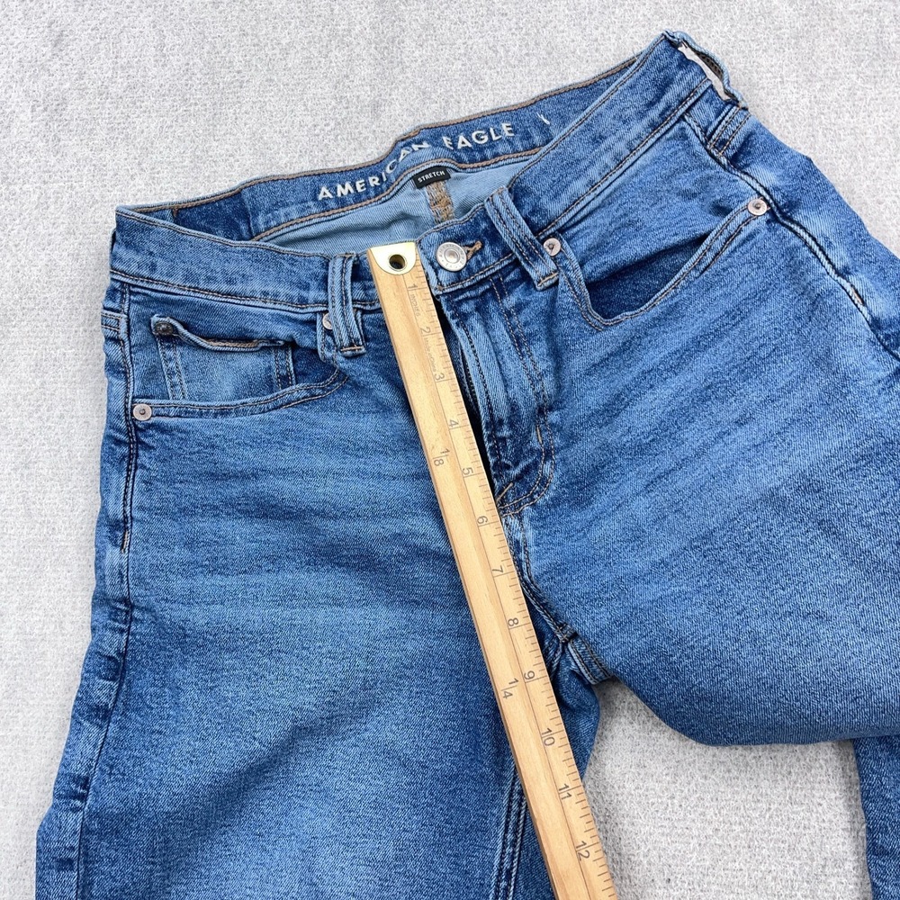 American Eagle Jeans Women 2 Long 90s Straight Leg Med Wash Stretch Denim - Picture 10 of 12